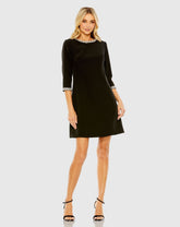 Black Embellished Crepe Cocktail Dress