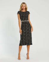 Hand Embellished High Neck Midi Dress