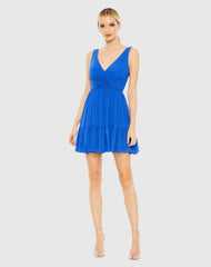 Blue Tiered Ruffle Fit & Flare Mini Dress