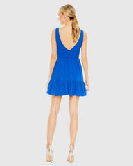 Blue Tiered Ruffle Fit & Flare Mini Dress