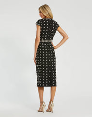 Black Hand Embellished High Neck Midi Dress