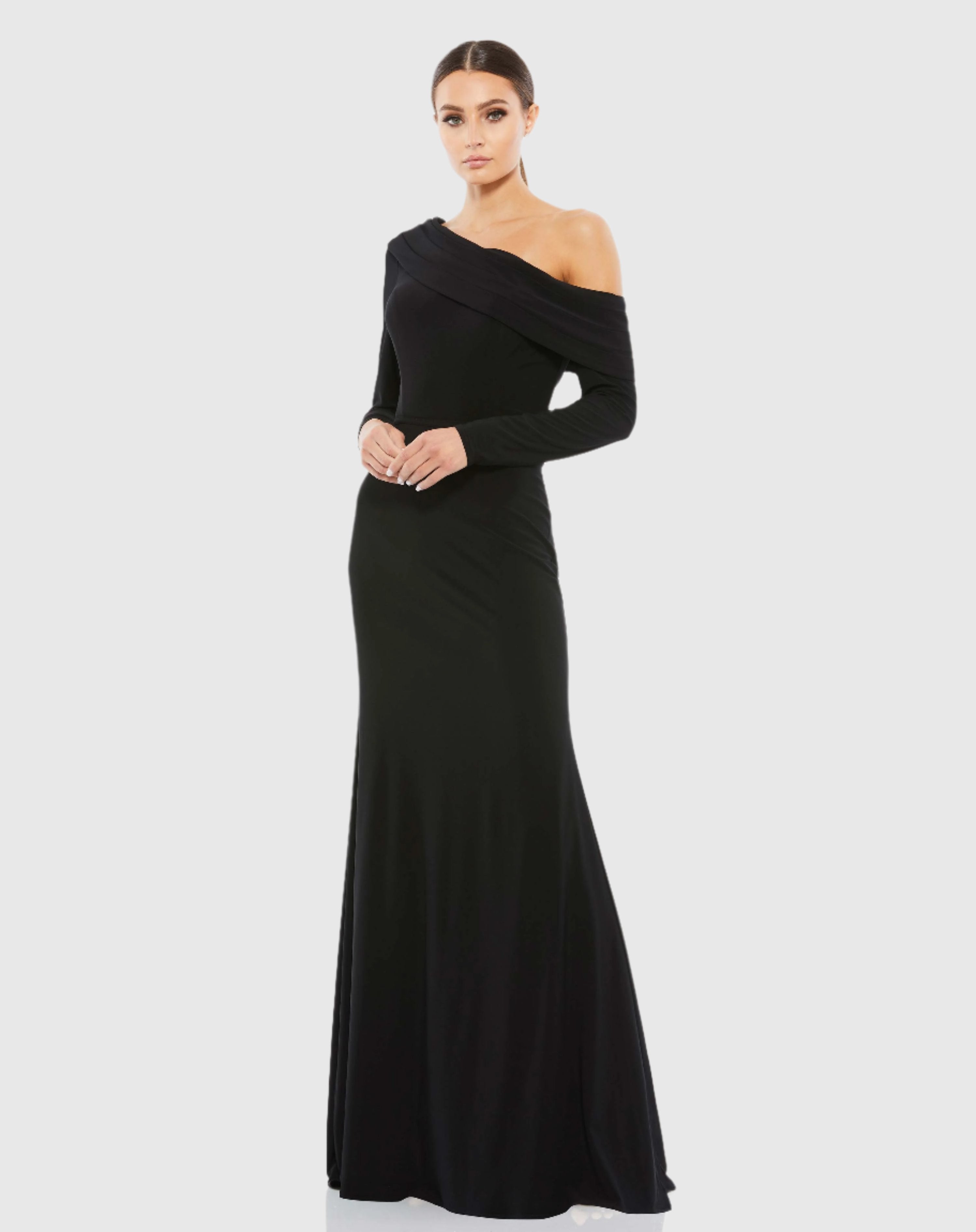 Drop Shoulder Long Sleeve Column Gown