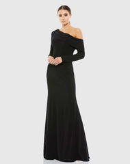 Drop Shoulder Long Sleeve Column Gown